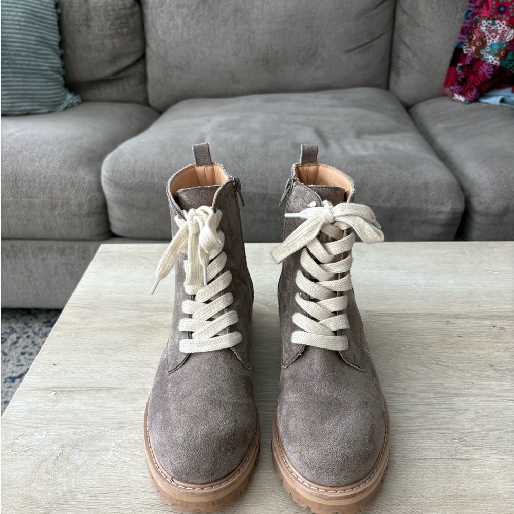 Stylish Taupe Lace-Up Boots